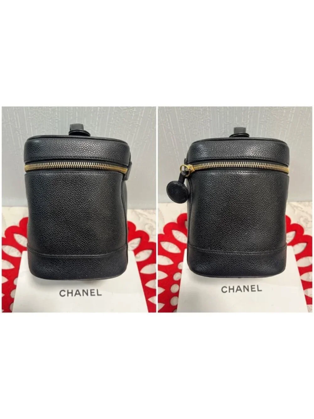 Chanel Vanity Caviar Leather Black Gold